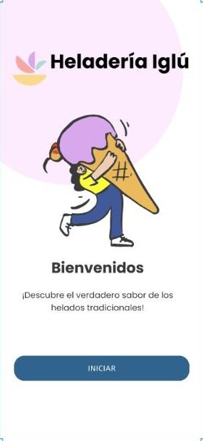 Heladería Iglú app welcome screen